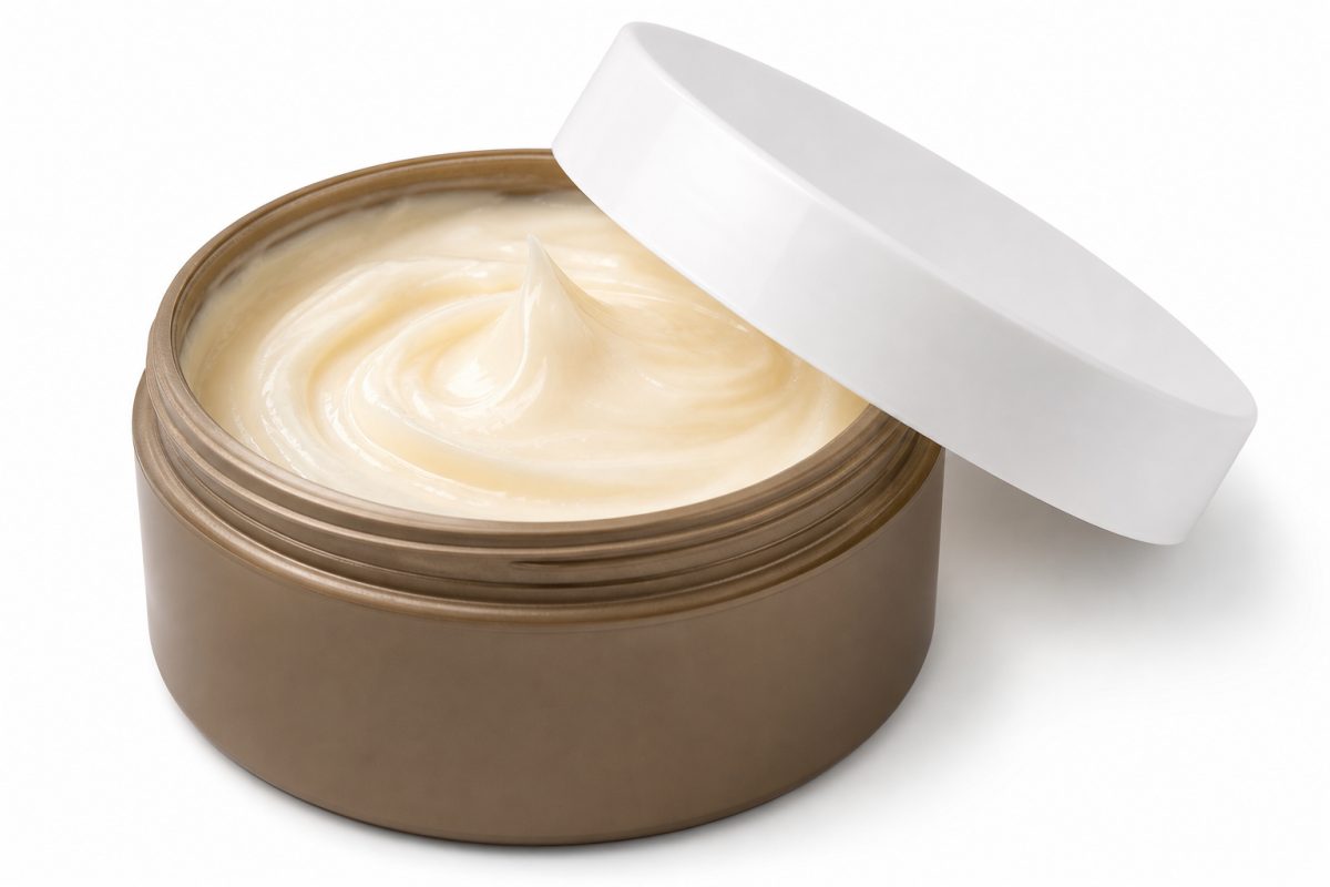 Masque capillaire nourrissant — pot crème cheveux abîmés